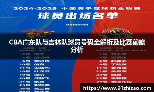 CBA广东队与吉林队球员号码全解析及比赛前瞻分析